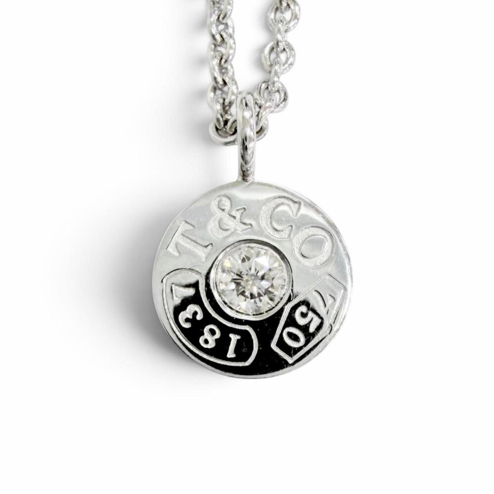 TIFFANY & Co. Tiffany 1837 Circle Necklace, 1P Diamond, 750 (WG) Pendant, Whi...